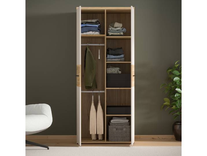 Armoire 80 x 189 x 53cm Beige/Marron/Cachemire/Imitation chêne