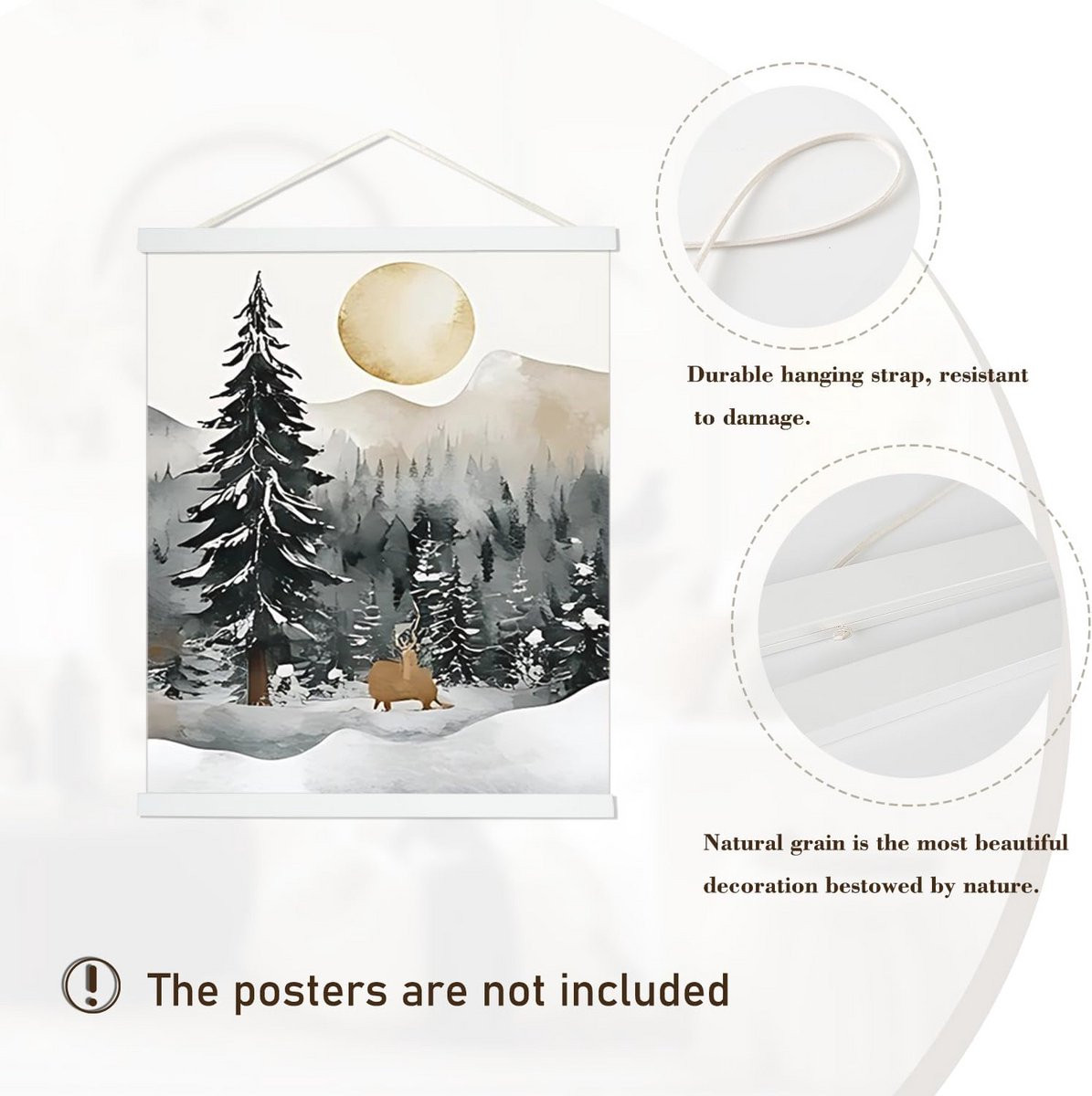 Magnetische Poster Hanger Frame - Licht Houten Foto Hanger voor Canvas en Wandkunst - 50 cm