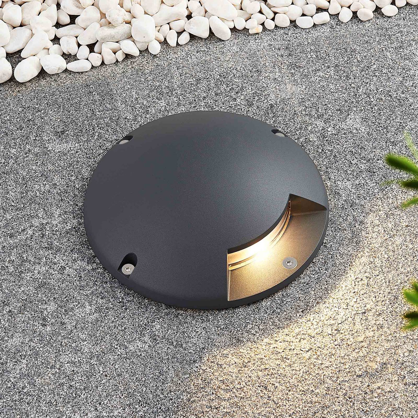 Lindby LED floor spotlight Cormac, 1-bulb, Ã˜ 21 cm, IP67 Cormac, Black, Aluminium, Modern