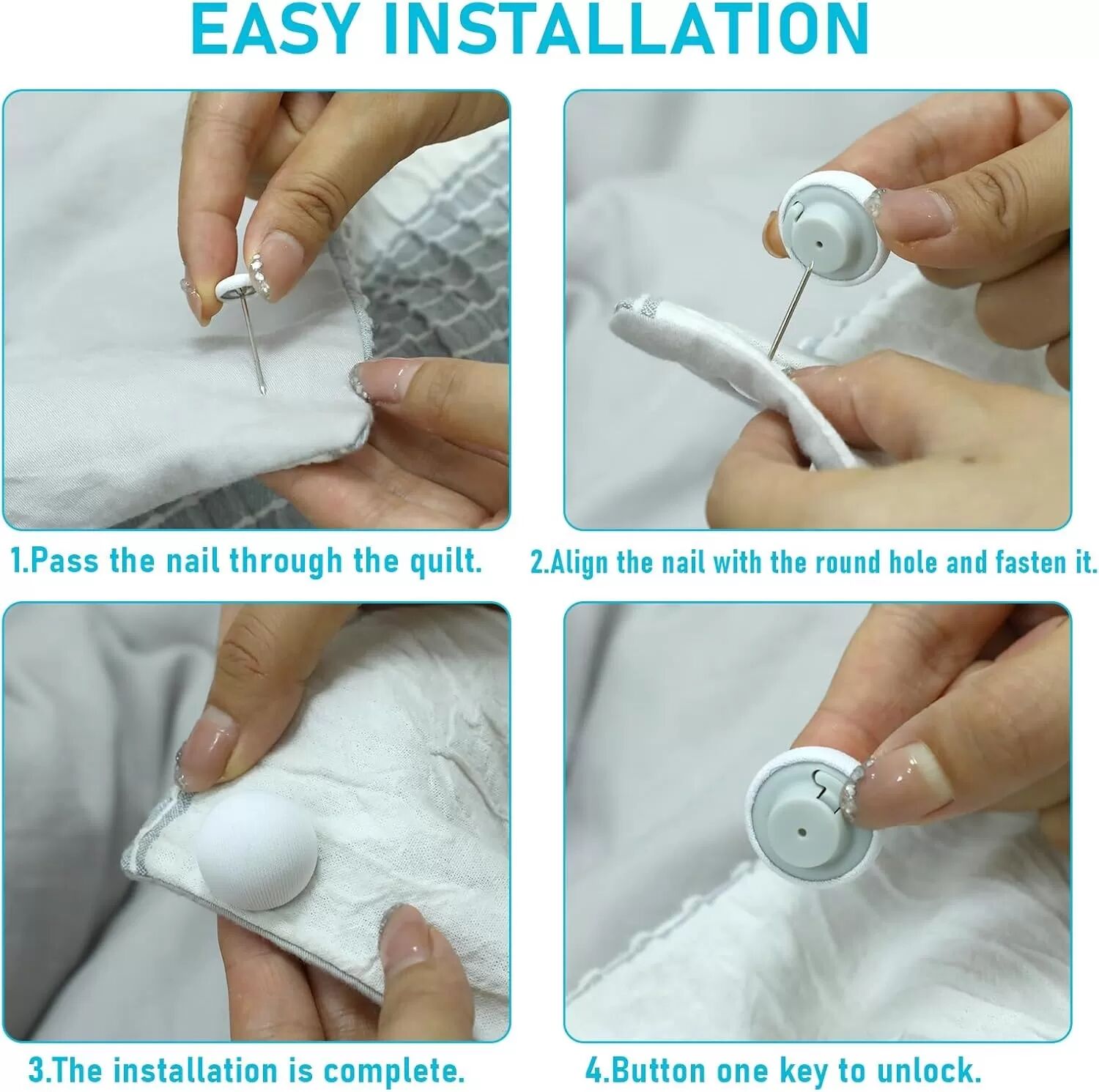 INF Pinces à Couette Champignon - Lot de 10, Fixations Antidérapantes Réutilisables pour Draps