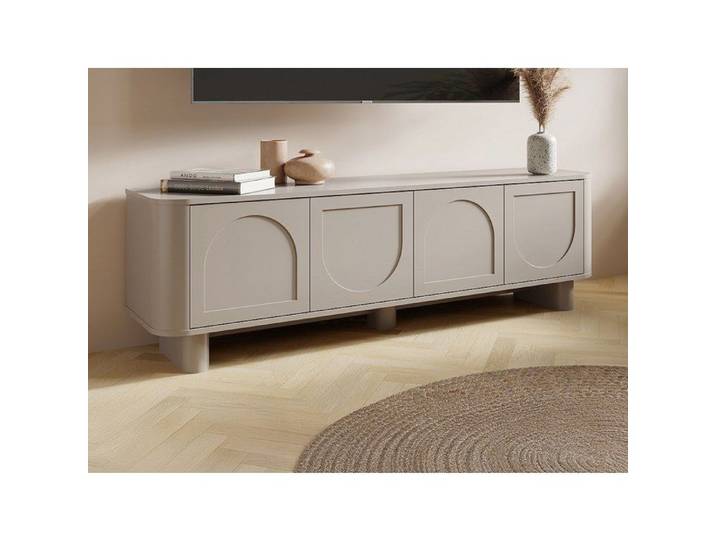 Meuble TV avec 4 portes - Taupe - BRISTANA