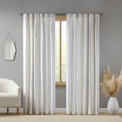 Ink and Ivy INK+IVY Ebby 2pk Poly Printed Curtain Panel with Tufted Stripe