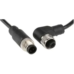 RS PRO M12 male - M12Female Angled, 4W, 5m, Elektronikkabel + Stecker, Schwarz