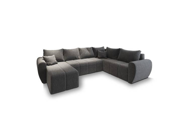 WOHNLANDSCHAFT MADISON XL R-S Hellgrau Dünner Stoff mit Schlaffunktion