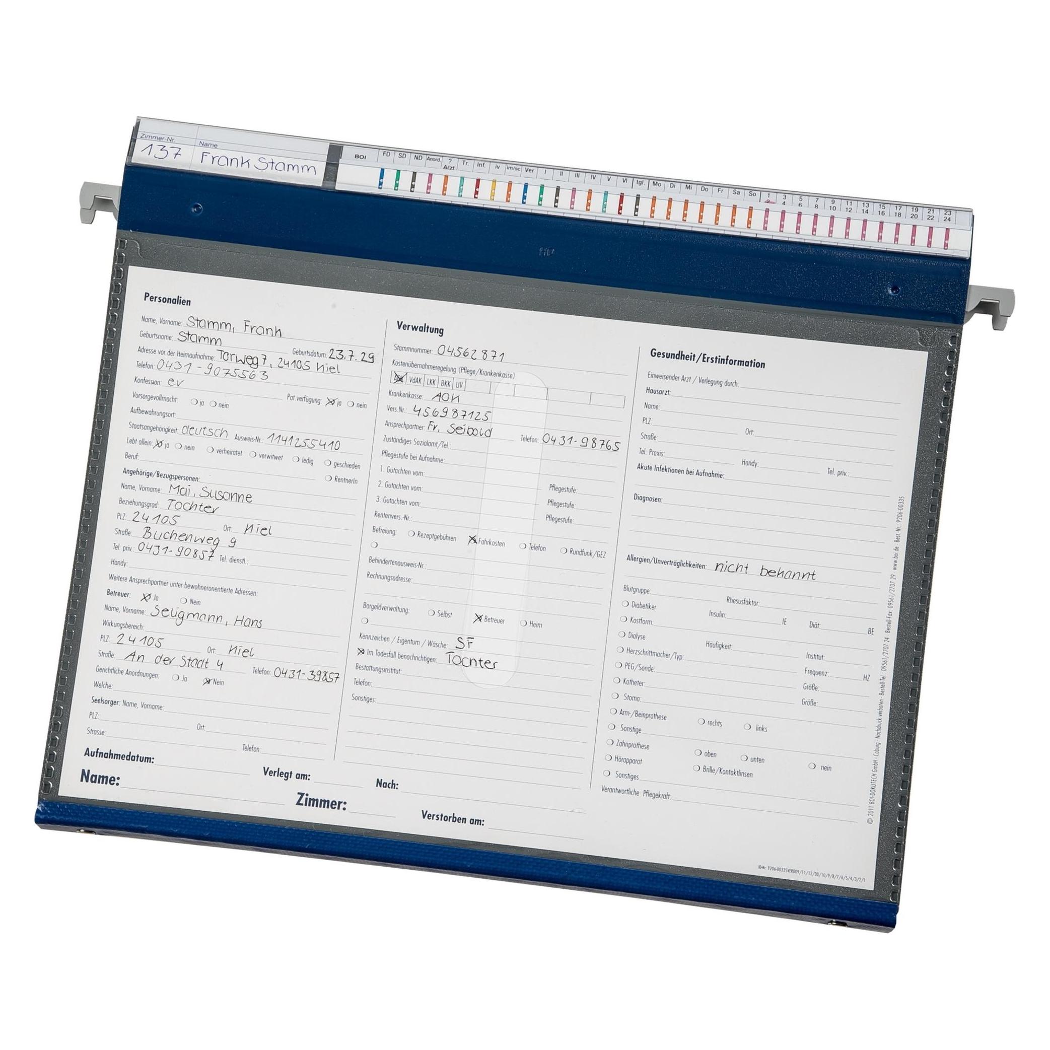 Boi Dokutech Patienten-Dokumentations-Hängemappe 2-Ringe PMH2R blau Boden: 2,5 cm (A4, 1x) (9108-02074)