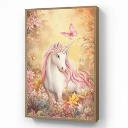 WANDLEUCHTE MIT AKKU Einhorn - Blumen - Schmetterling - Rosa Farbwechsel 70x100 cm Wandlampe