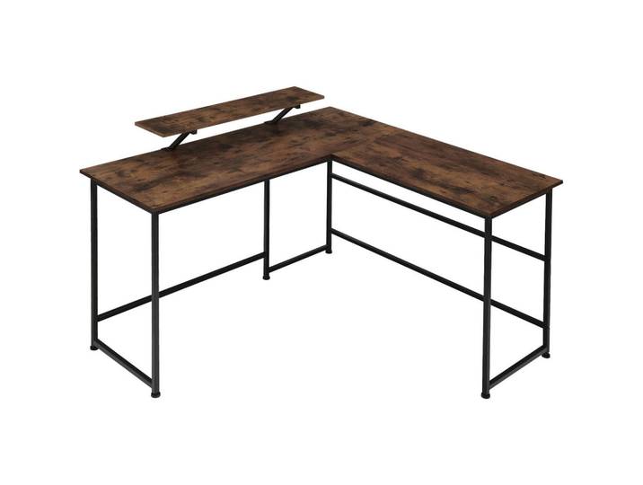 tectake Schreibtisch Melrose, 140 x 130 x 76,5 cm, Industrial Holz dunkel, rustikal, Rostfarben, L-Form, 130x76.5x140 cm, Büromöbel, Schreibtische, Eckschreibtische