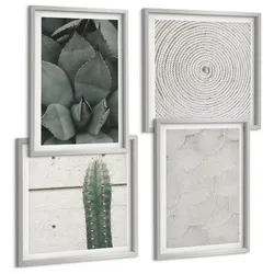 BILDER SET 4er Set - 50x50 cm & 40x60 cm Silberner Rahmen - Sommerliche Texturen aus den Tropen