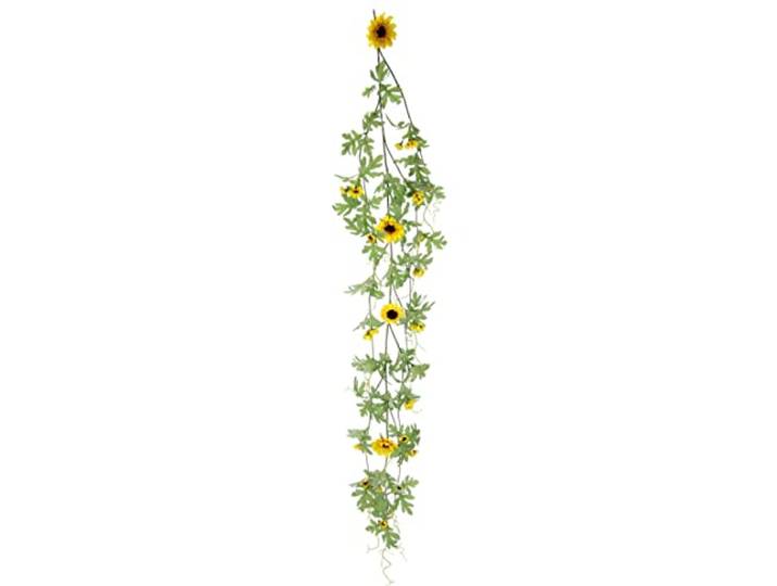 Künstliche Sonnenblumenranke Sonnenblumen Girlande Reben Hängende für Hochzeit Wand Dekoration Kunstblumen Sonnenblume Deko Landhaus Blumenkette Blumengirlande Blumenranke Sommerblumen Kunstblume