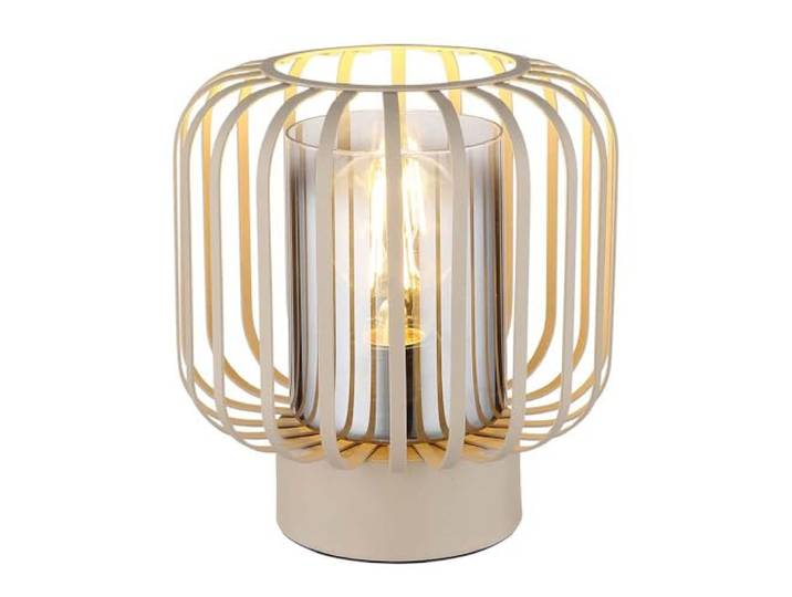 Lampe de table en verre fumé\, lampe de chevet\, lampe de salon\, baleines en métal rétro\, culot E27\, D x H 18 x 19 cm