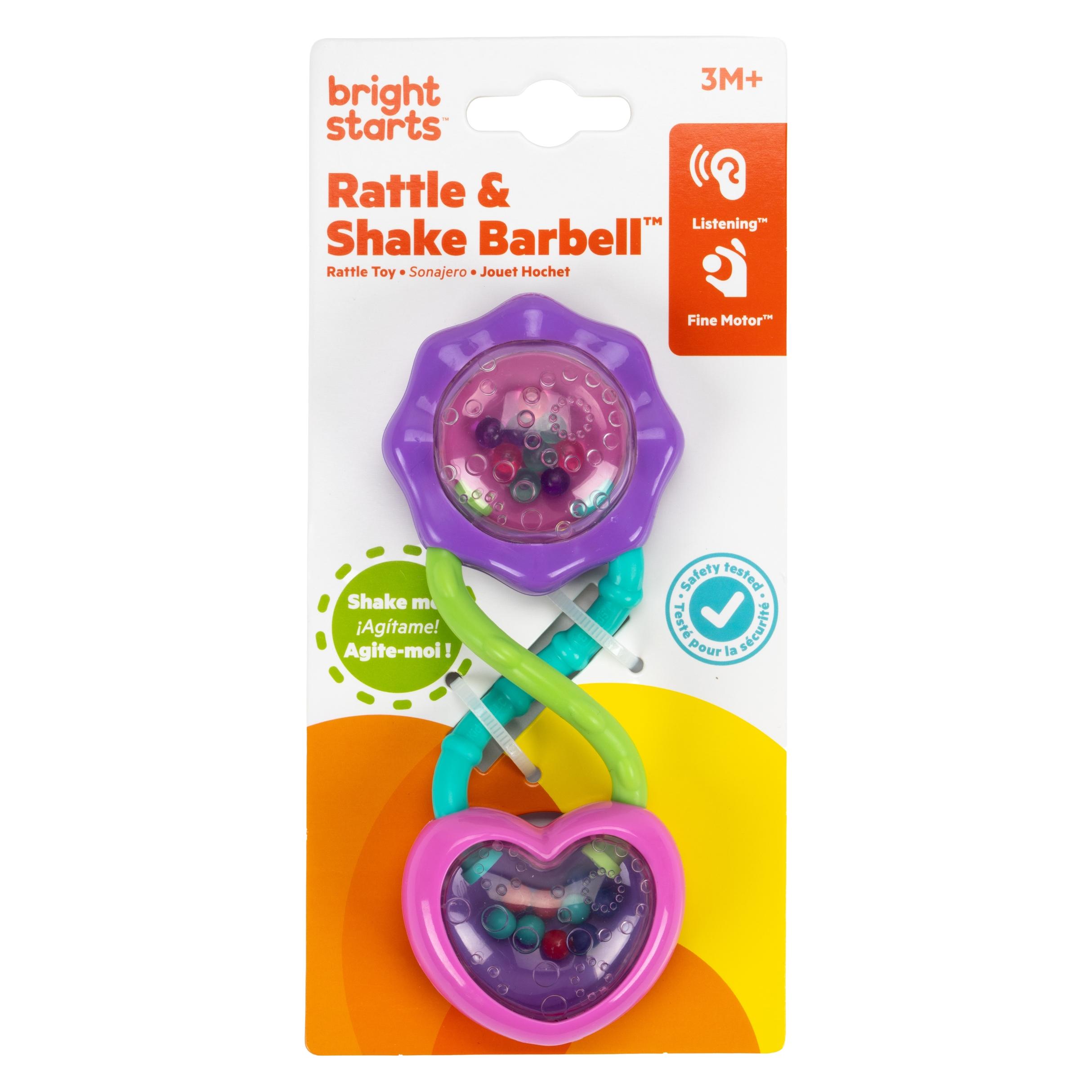 Bright Starts Rattle and Shake Barbel, Rassel in rosa, mit bunten Perlen und Lichtreflektion (65856309)