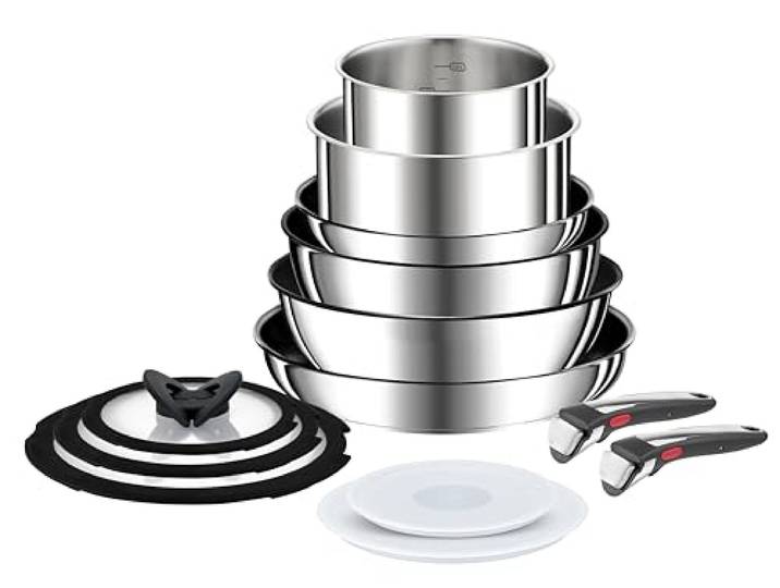 Tefal Ingenio Preference On Topf- & Pfannenset 13-teilig Patentierte abnehmbare Griffe, platzsparend stapelbar, backofen- und induktionsgeeignet, Titanium-Antihaftbeschichtung
