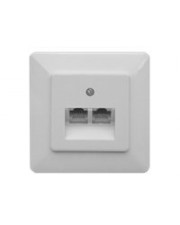 ZE-KOM UAE 2x8 Anschlussdose Unterputz RJ-45 4-polig X 2 Pearl White RAL 1013 Abdeckung mit einer Aussparung (1-628.62.8.01)