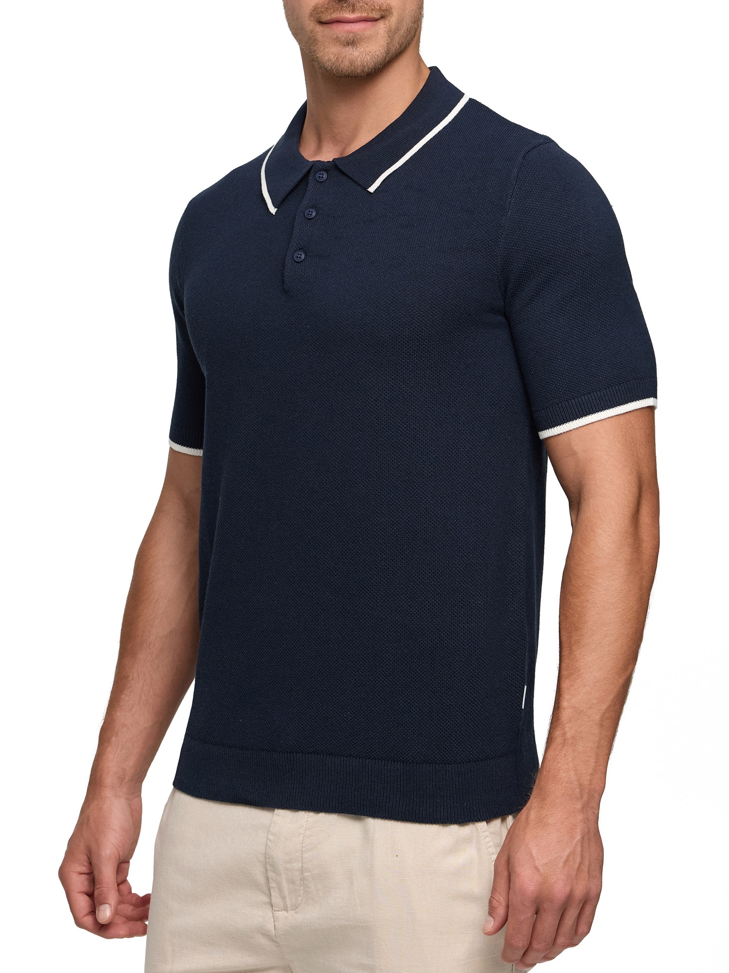 Poloshirt INDICODE "INNomi Polo", Herren, Gr. M, blau (sky captain), Strick, Obermaterial: 100% Baumwolle, unifarben, regular fit, Shirts Poloshirt sky captain M