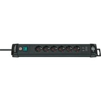 Premium-Line Steckdosenleiste 6-fach schwarz, 3 Meter, 2x USB