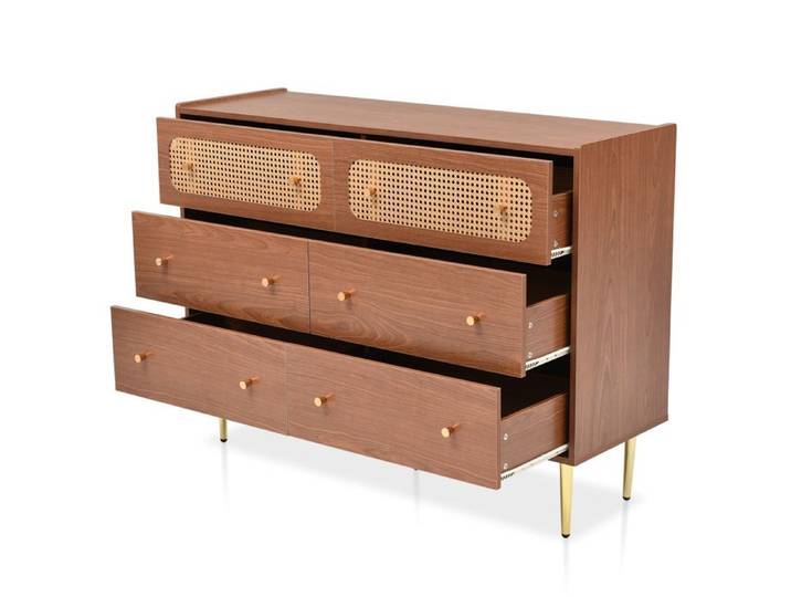 Feuille épaissie Nouvelle commode Premium sense avec 6 tiroirs buffet en rotin pour la chambre à coucher Tous les espaces de vie