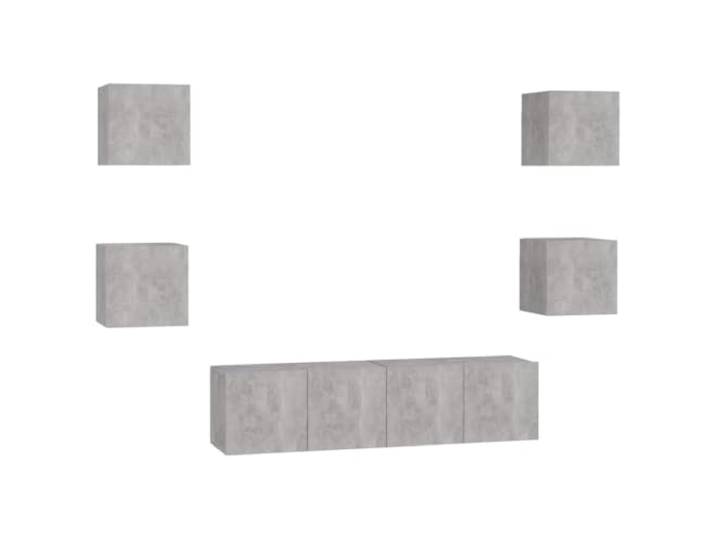Makastle 6-TLG. TV-Schrank-Set Betongrau Holzwerkstoff