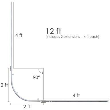 InStyleDesign 90-Degree Curved Corner Curtain Track with Hooks