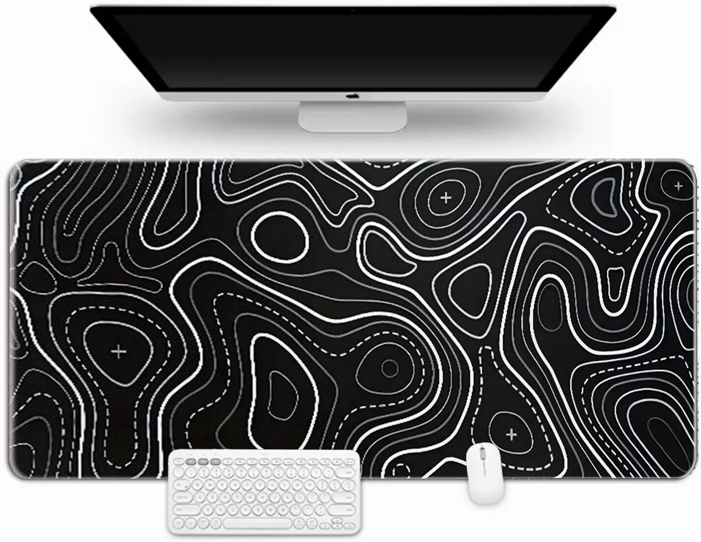 INF Grand tapis de souris – Tapis de bureau avec motif topographique