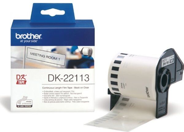 Brother Endeløs Tape, Plast 62x15,24m, Sort/klar