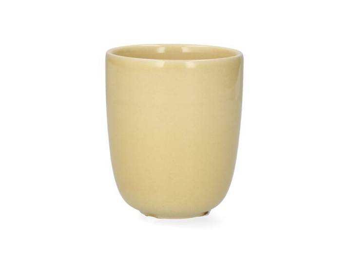 Beker, reactieve glazuur, steengoed, korengeel, 200 ml
