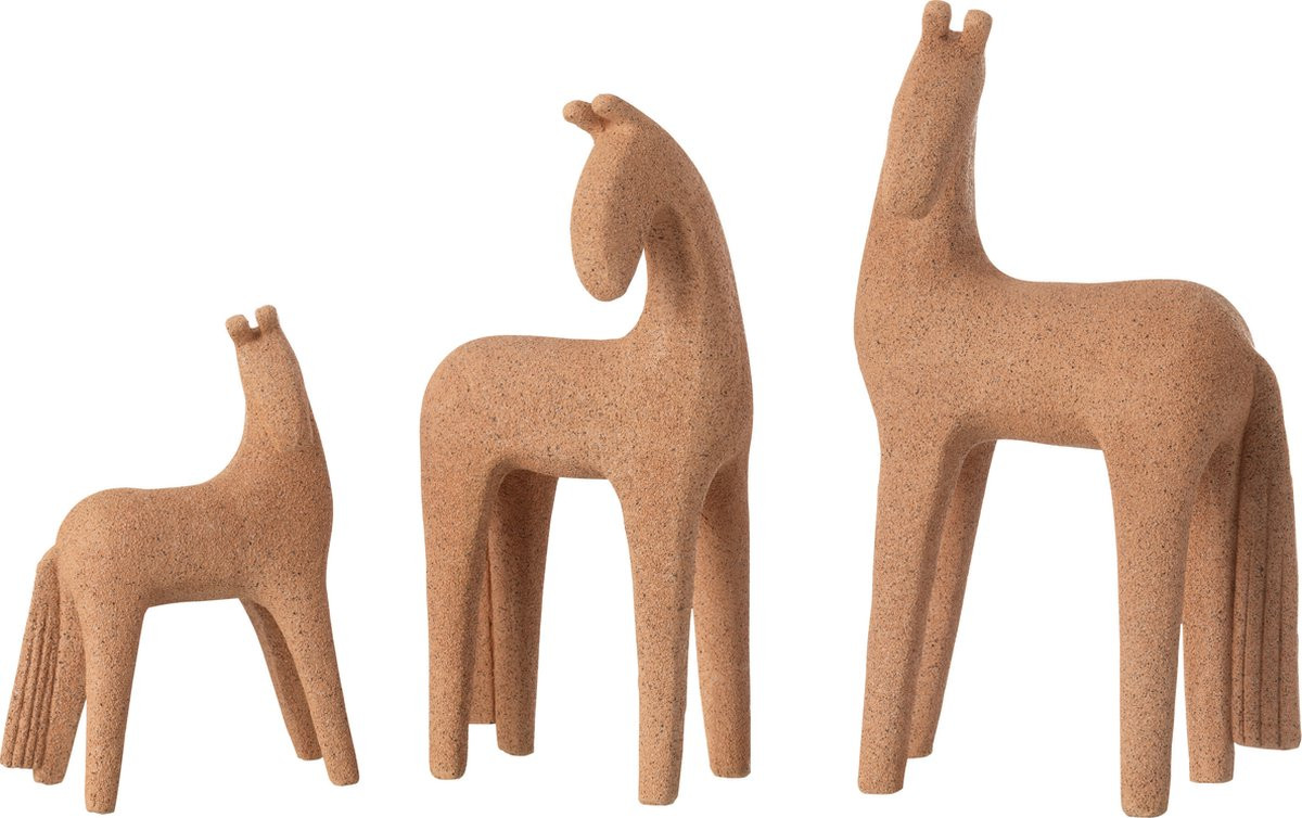 J-Line Decoratie Paard Modern - Set van 3 - Terracotta - Polyresin