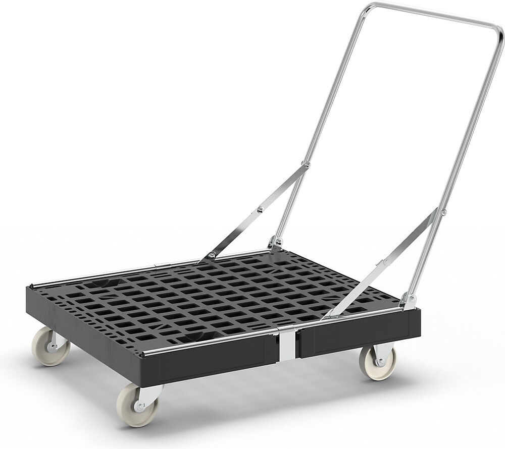 Rollplatte, 500 kg Traglast, aus Recycling-Material, schwarz, mit Schiebebügel eurokraft basic