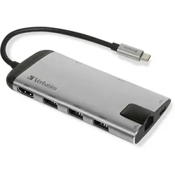 Verbatim 49142 laptop-dockingstation & portreplikator USB 3.2 Gen 1 (3.1 Gen 1) Type-C Schwarz, Silber