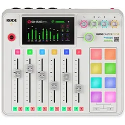 RØDE Rodecaster Pro II Weiss mit Kopfhörer, Mischpult, Weiss