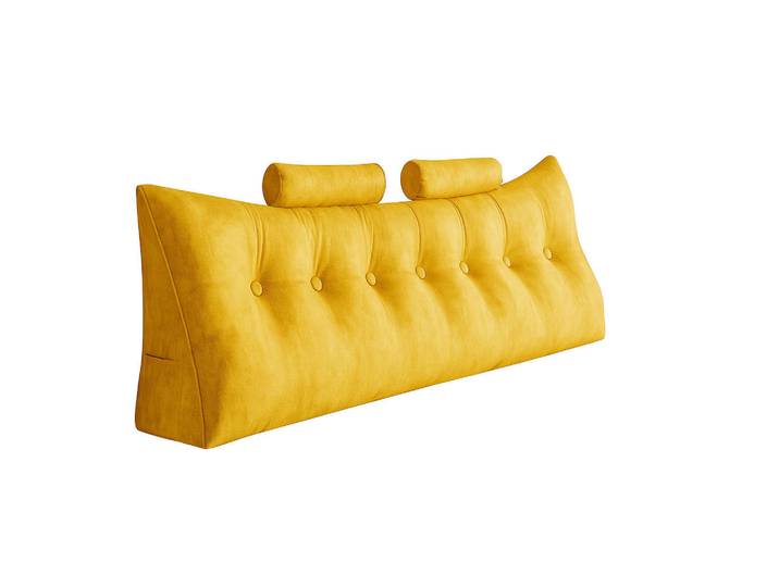 Vercart Keilkissen mit einem runden Kissen 3er-Set Samt Gelb 200cm, Mode, Füllung: Polyester, 20x200 cm, Heimtextilien, Wohntextilien, Kissen, Rückenkissen