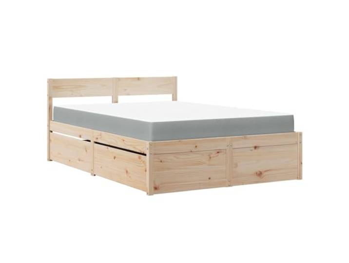 Makastle Bett mit Schubladen 140x190 cm Massivholz Kiefer 4 Bettschubladen