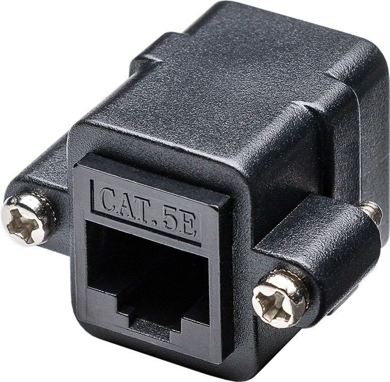 Goobay RJ45 CAT-6 Kupplung Verbinder mit Montageflansch - Netzwerkkabel Verbinder - Patchkabel Adapter - Schwarz
