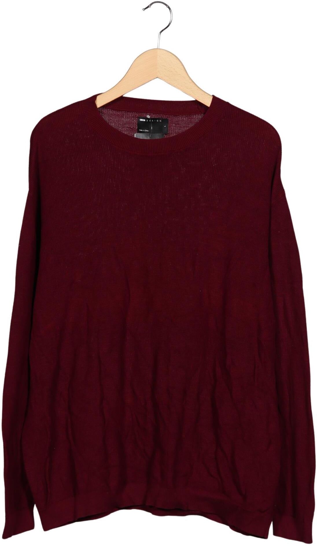 asos Herren Pullover, Bordeaux, Gr. L, Baumwolle - Second Hand