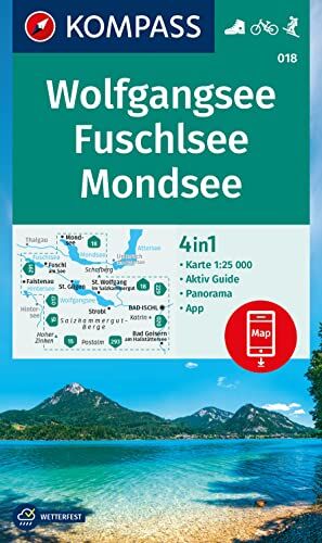 KOMPASS Wanderkarte 018 Wolfgangsee, Fuschlsee, Mondsee 1:25.000: 4in1 Wanderkarte mit Aktiv Guide und Detailkarten inklusive Karte zur offline Verwendung in der KOMPASS-App. Fahrradfahren. Skitouren. - Preis vom 12.10.2026 11:37:12 h