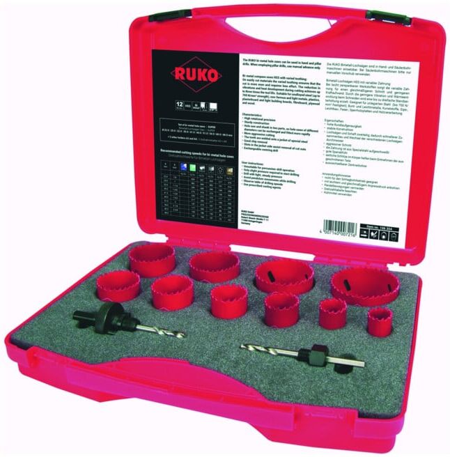 Assortiment de scies-cloches bimétal RUKO HSS, en coffret plastique (106304)