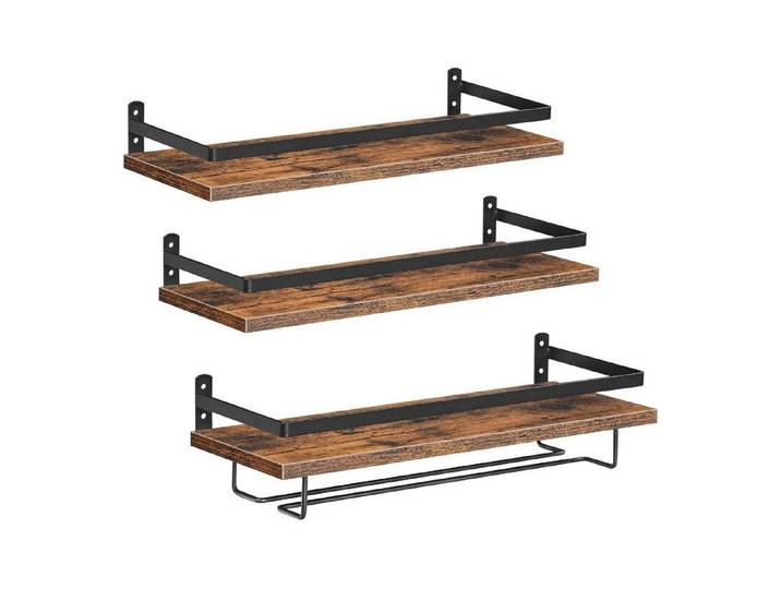 LuxusKollektion Weinregal Weinregal wandmontiert 3er-Set mit Glashalter schwebend