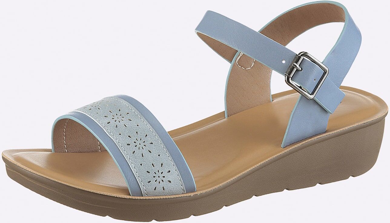 Sandalette CASUAL LOOKS, Damen, Gr. 38, blau (eisblau), Lederimitat, Schuhe Sandalette eisblau 38
