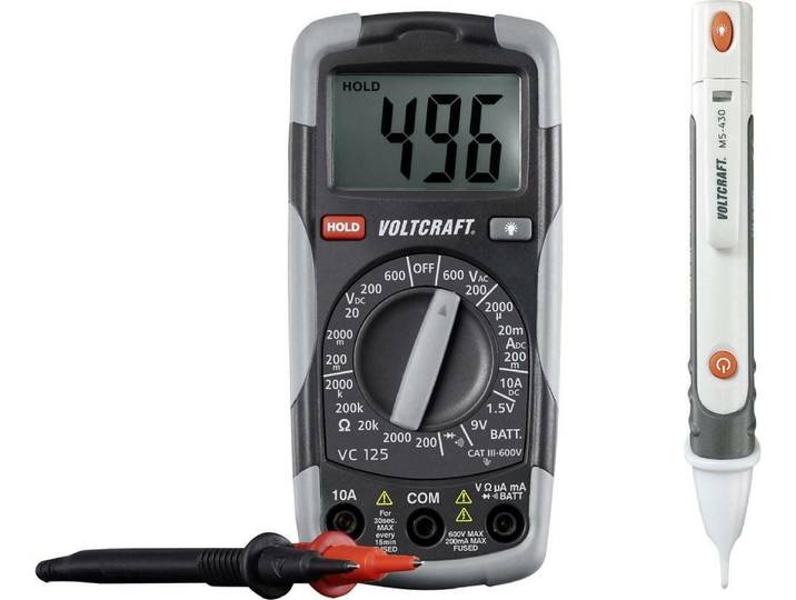 VOLTCRAFT DT-TEST-KIT 150 Hand-Multimeter digital CAT III 600 V Anzeige (Counts): 2000 (1214405)