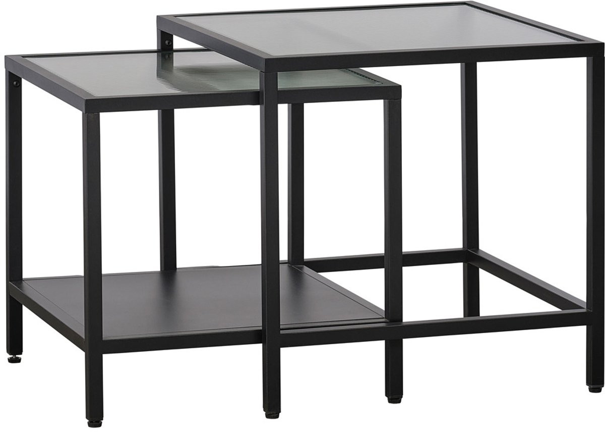 Bronco Bijzettafel set - Metaal - Zwart
