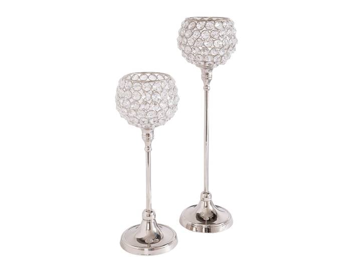 Teelichthalter GOODPRODUCT Kristall , silber (silberfarben), Ø:11cm, Aluminium, Kerzenhalter, Teelichthalter