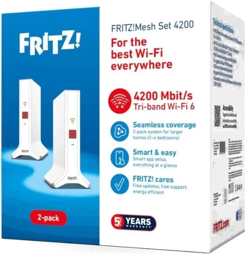 Fritz Repeater Mesh Set 4200 2 Unidades Wifi 6 Punto De Acceso Talla Única Unisex
