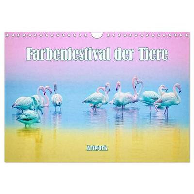 Farbenfestival der Tiere - Artwork (Wandkalender 2027 DIN A4 quer), CALVENDO Monatskalender