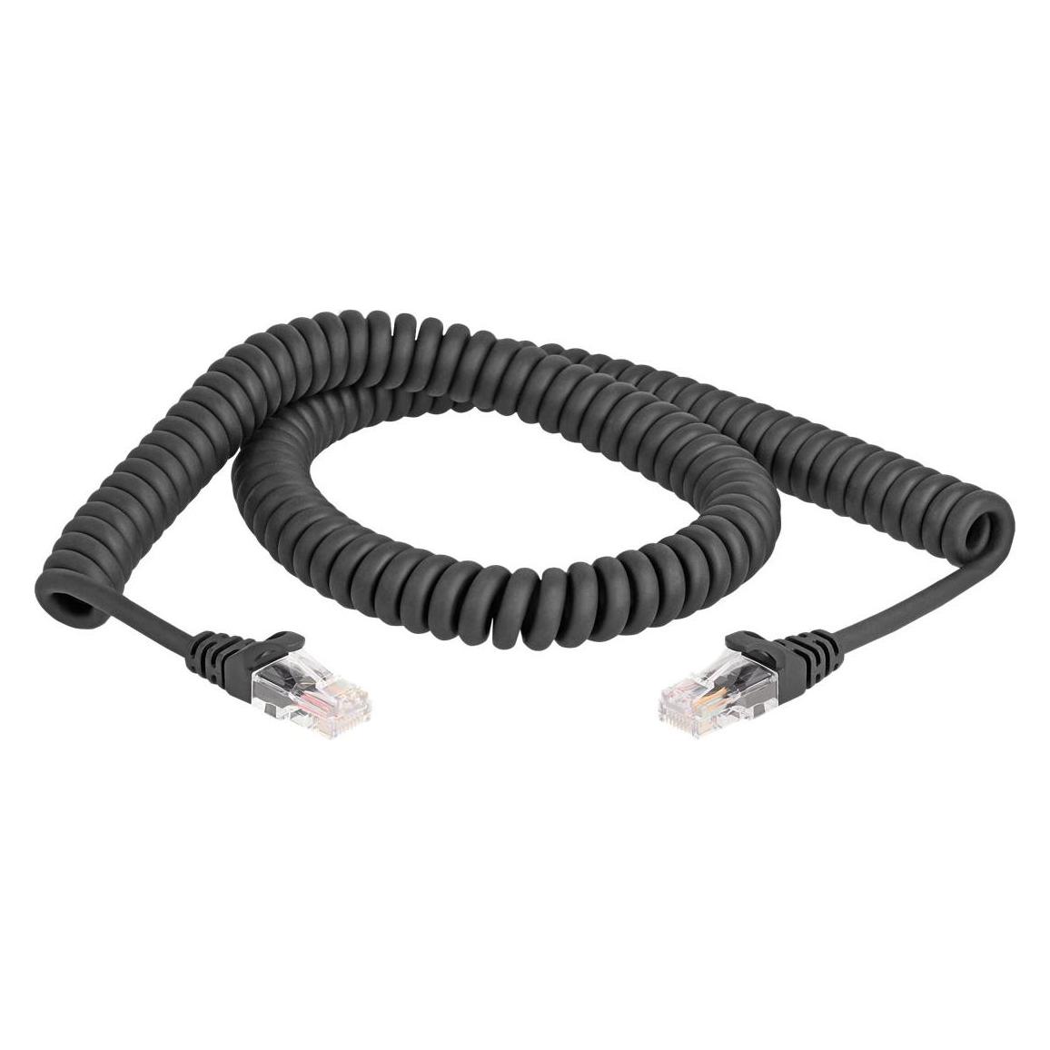 Delock RJ45 Spiralkabel Stecker zu Stecker Cat.5e 2 m schwar (UTP, CAT5e, 2 m) (87993)