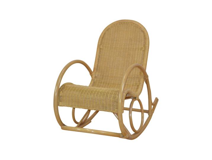 Mid.you Schaukelstuhl, Beige, Holz, Rattan, massiv, Uni, 60x100x116 cm, Schaukelfunktion, Holzmöbel, Sitzgelegenheiten Holz, Holzstühle