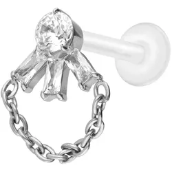 PTFE Labret mit Innengewinde + Titan-Aufsatz LOTUSBLÜTE + KETTE