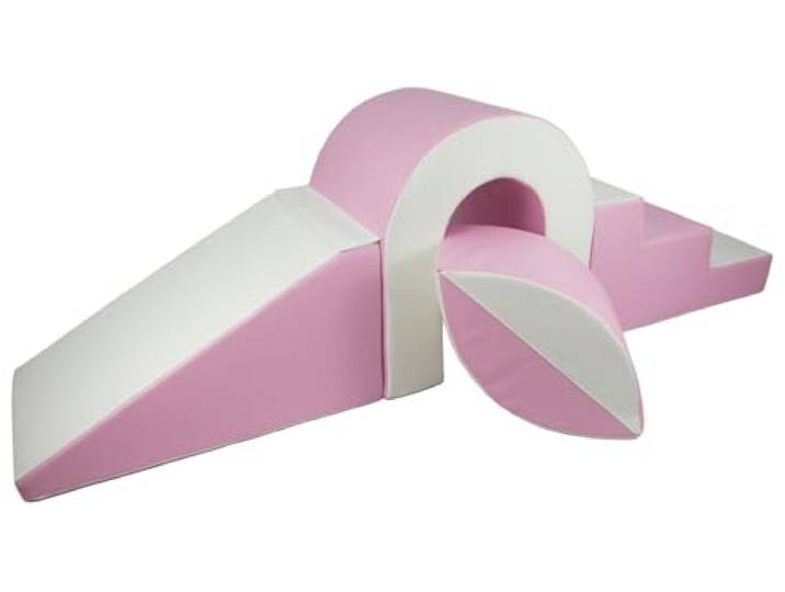Brücke-Set 4 Großbausteine Schaumstoffbausteine XXL-Softplay-Spielbausteine (Farbe: weiß, pink (Pastell))