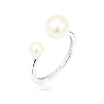 Perlenring ELLI "Ring Süßwasserzuchtperle Modern 925 Silber", silber, Fingerringe, Damen, ohne Stein, Silber 925 (Sterlingsilber), 8mm, Perlenring
