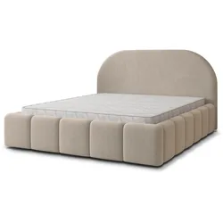 POLSTERBETT FLUSSO 140x200 cm mit Bettkästen - Beige