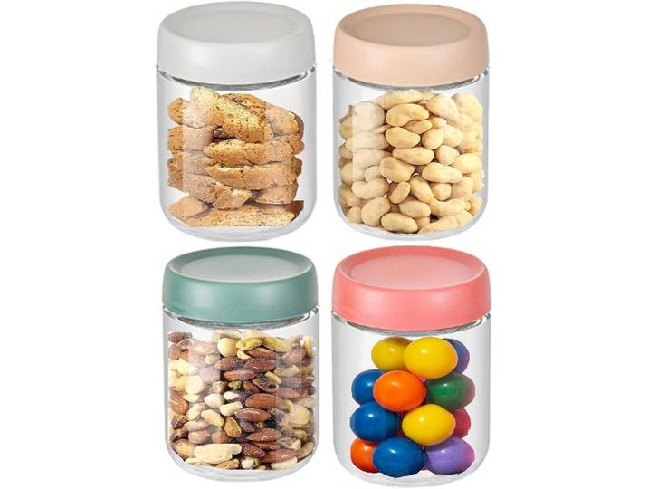FELIXLEO Frischhaltedose 4er Set 500 ml Vorratsgläser mit Schraubdeckel für Overnight Oats, (1-tlg)