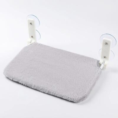 Uplift Picks SunnyNest Cat Window Hammock Foldable Plush Mesh Suction Cup Perch For Indoor Cats gray (plush)